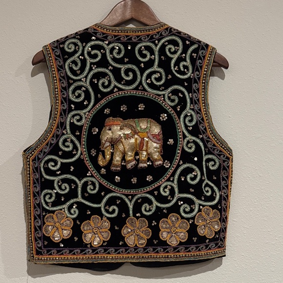 Ornate Black and Gold Embroidered Vest - Picture 7 of 10